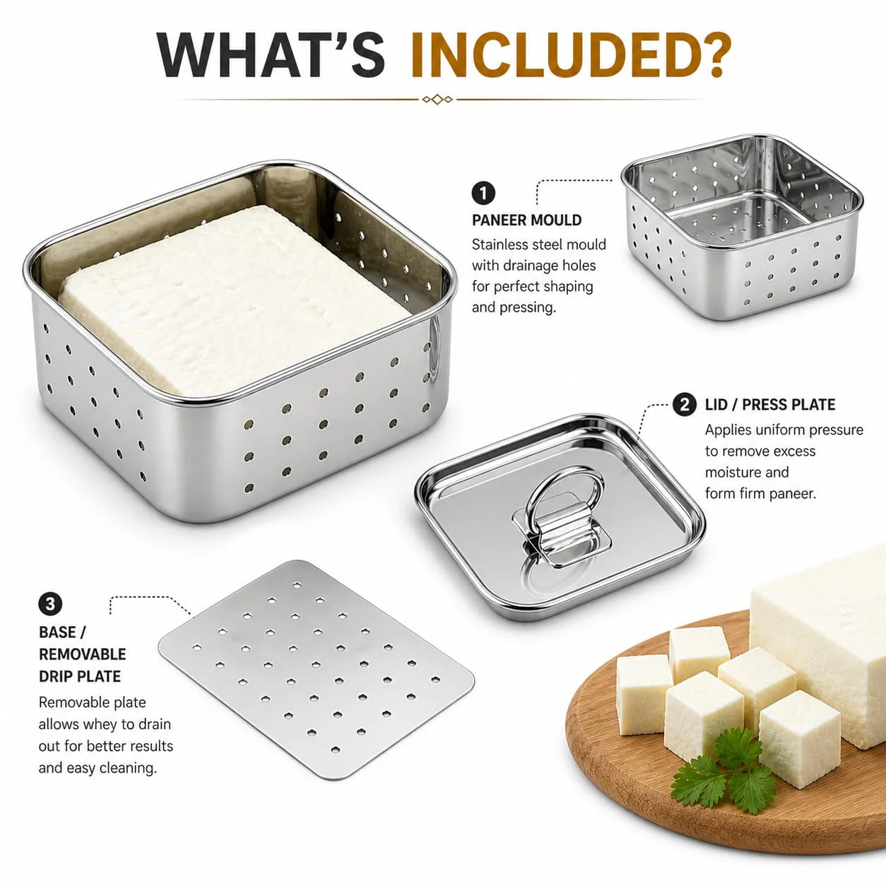 Stainless Steel Paneer Maker | 400+ Grams Home-Made Paneer