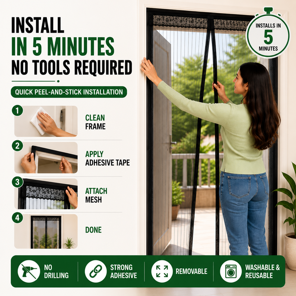 Auto-Closing Magnetic Mosquito Door Net