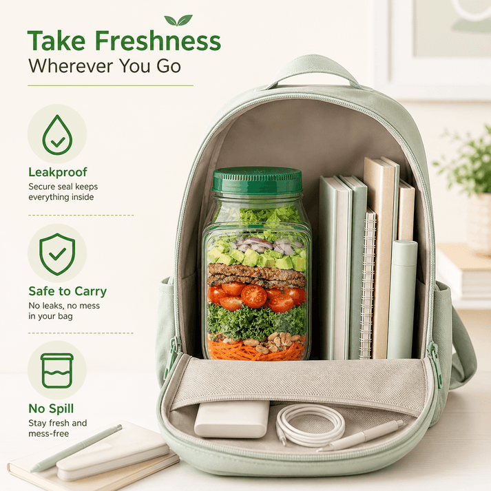 Leak-Proof Salad Jar Container (Fresh Salad Everytime)