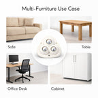 Multifunctional device with images of a sofa, table, office desk, and cabinet indicating its use cases.